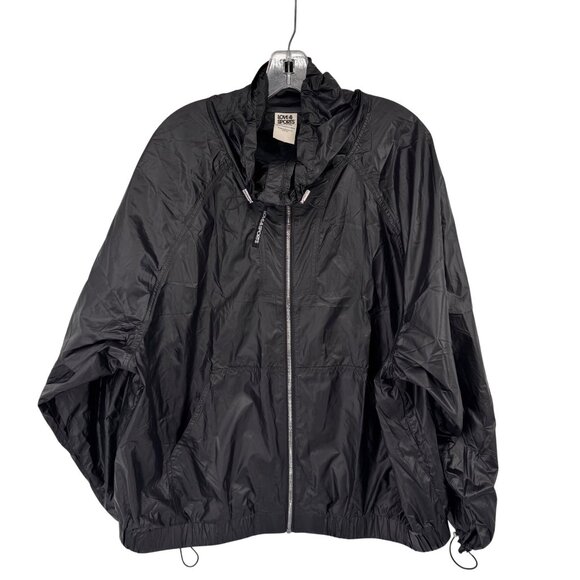 Love & Sports Womens Black track Windbreaker Jacket Size XL Polyester zip - Picture 2 of 9